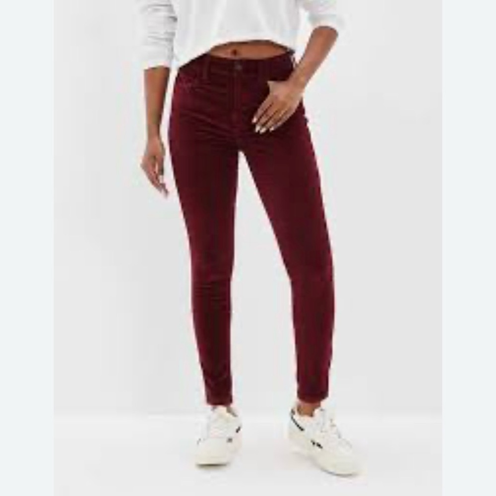 American Eagle Burgundy skinny corduroy pants size 6 - Picture 12 of 12